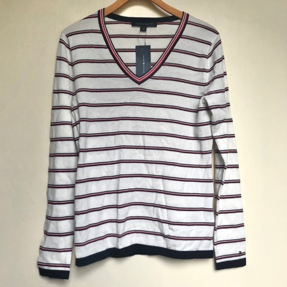 Tommy Hilfiger Stripe Knit Blouse NWT Size Small School Office Careerwear